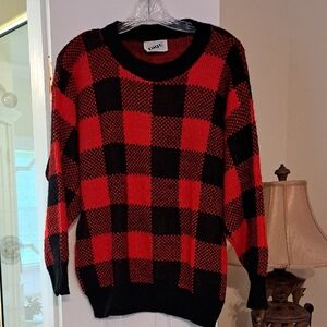 COOGI Bold Red and Black Plaid Sweater